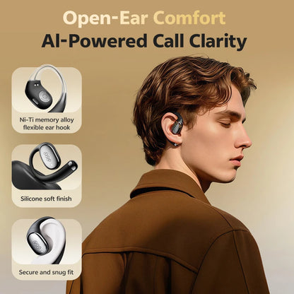 QCY Crossky R70 CT02 Open-Ear Wireless Earphones Bluetooth 6.0 Hi-Res LDAC EarHooks Headphones Wireless Charging Earbuds 52Hrs