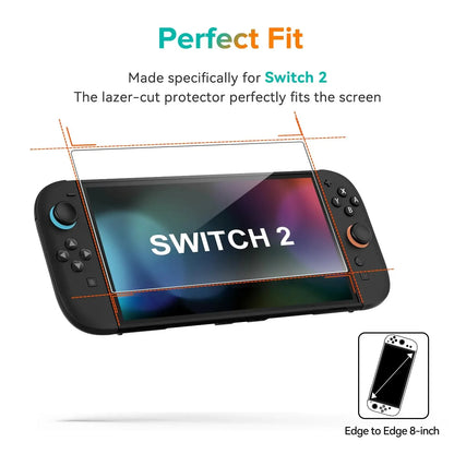 NS2 HD Tempered Glass Screen Protector for Switch 2, Transparent Anti-scratch Screen Protector for 2025 New Switch2