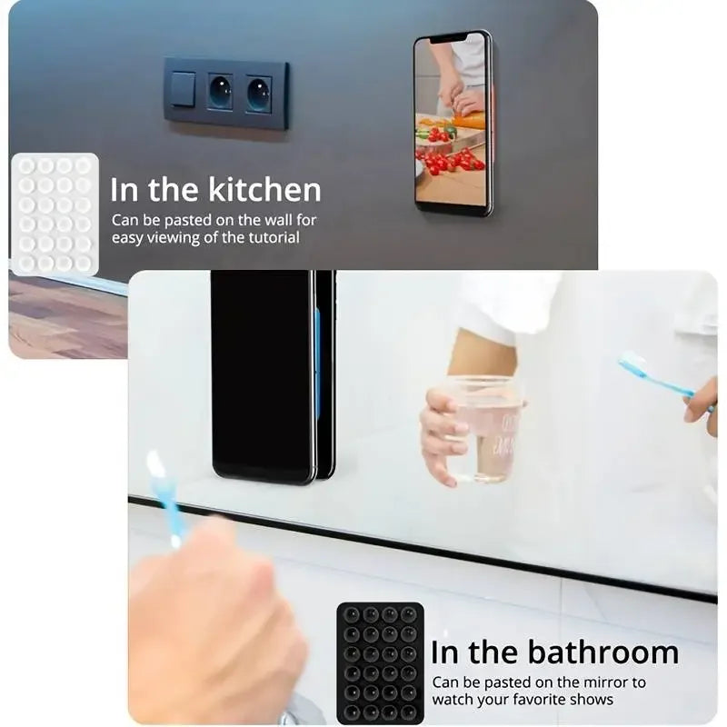 Silicone Suction Cup Wall Stand Multifunctional Square Anti-Slip Single-Sided Phone Holder Back Sticker Mount for Mobile Phone