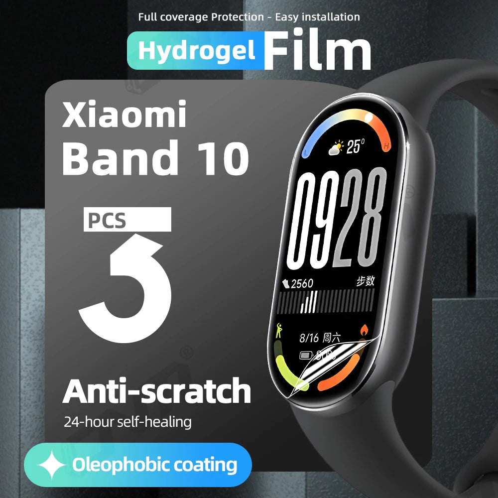 Hydrogel Film for Xiaomi Mi Band 10 Screen Protector Anti-scratch, HD Clear Full Coverage Soft Protective Film Accessories