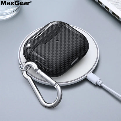 Business Carbon Fiber Pattern Earphone Cases For Airpods 4 3, 1/2 Case Headphones Protective Case For Apple Airpods Pro 2 Covers