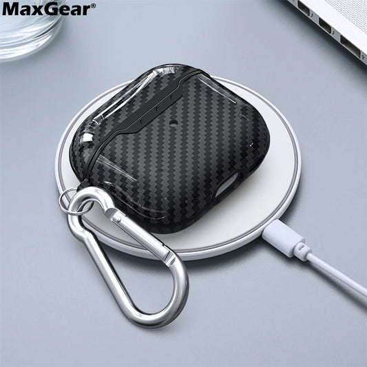 Business Carbon Fiber Pattern Earphone Cases For Airpods 4 3, 1/2 Case Headphones Protective Case For Apple Airpods Pro 2 Covers