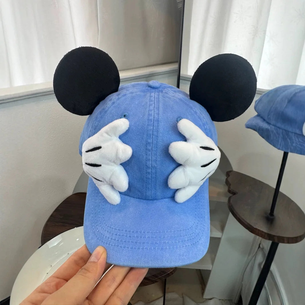 Cute Cartoon Mouse Ear Baseball Caps Adjustable Snapback Hat Outdoor Sports Travel Sun Hat with Curved Brim for Adult Teens
