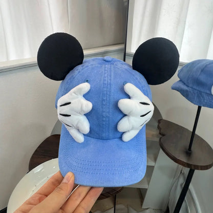 Cute Cartoon Mouse Ear Baseball Caps Adjustable Snapback Hat Outdoor Sports Travel Sun Hat with Curved Brim for Adult Teens