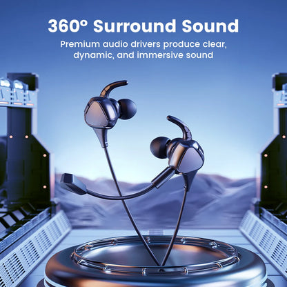 Toocki TE27 Gaming Wired Earphones with HD Detachable Rod Mic Surround Sound Large Dynamic Driver Headphones for Universal Game