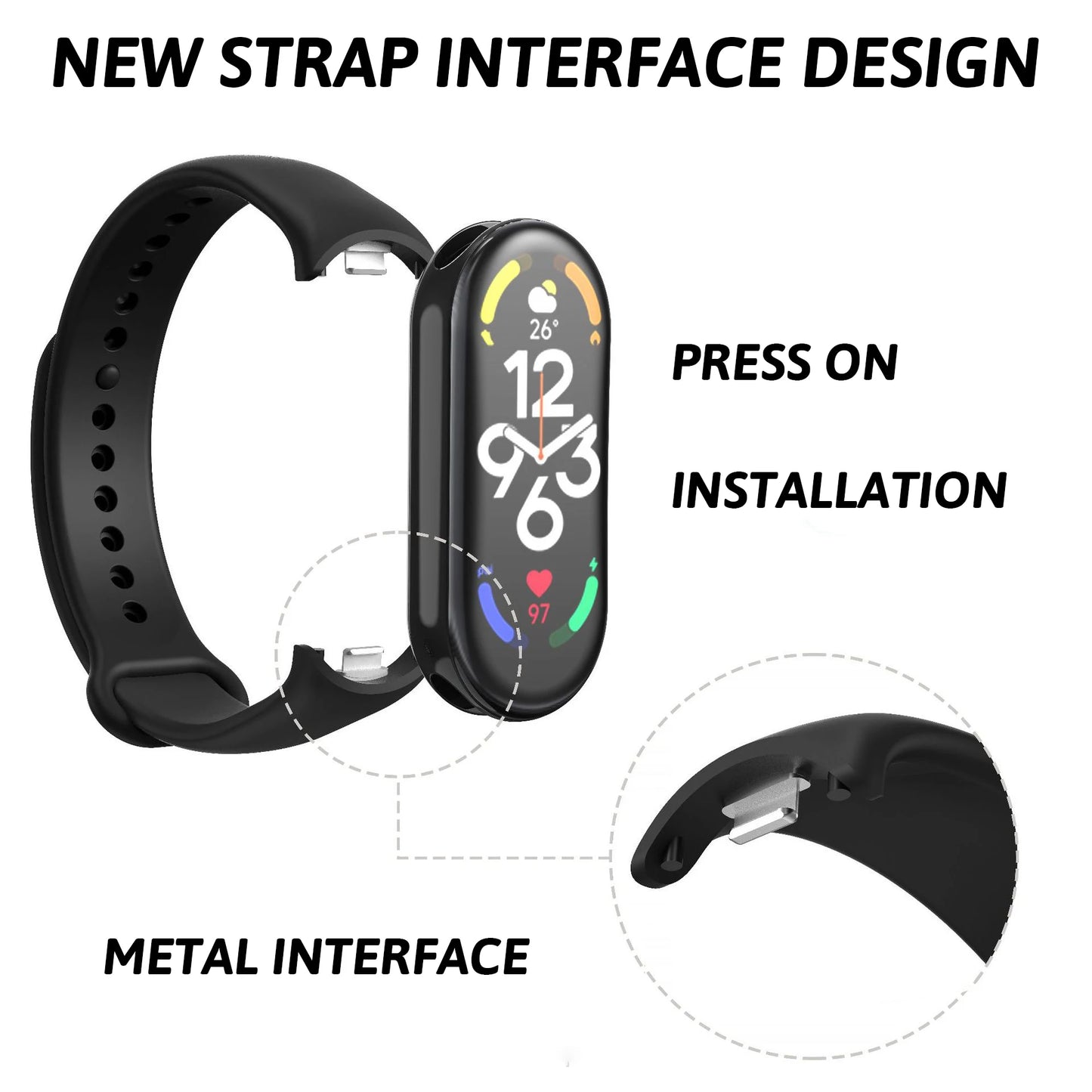 Silicone Wristbands for Xiaomi Band 8/9/10 | High-Quality, Smooth Texture, Sporty Style with Deployant Clasp