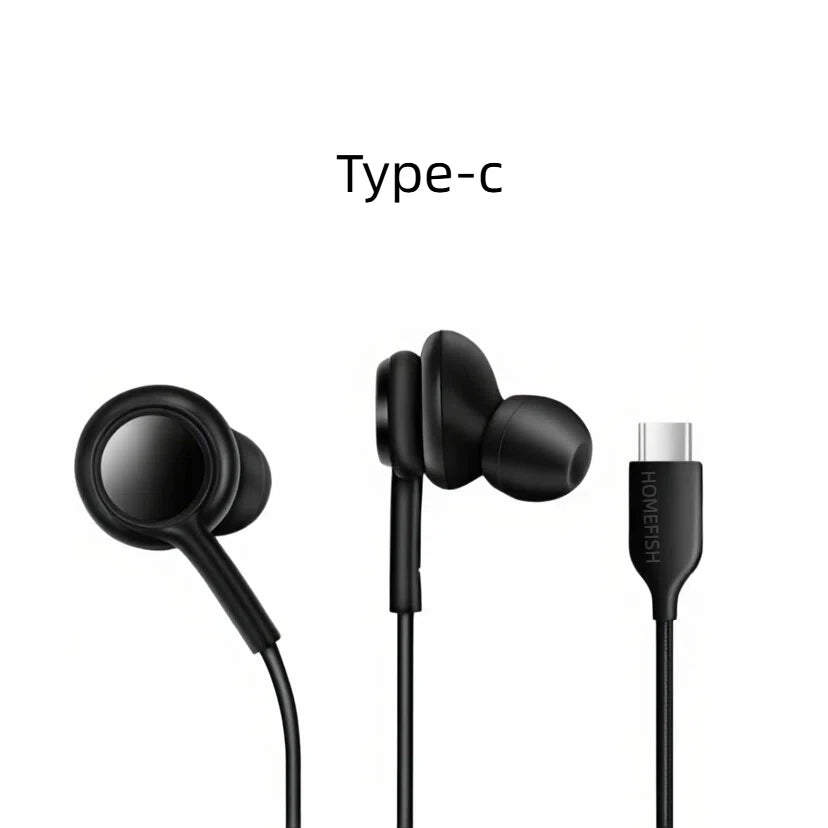 HOMEFISH USB-C Wired Earbuds In-Ear Headphones with Mic HiFi Stereo Sound Tangle-Free Braided Cable Type-c,3.5mm 2skus