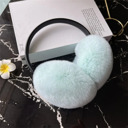 Natural Winter Fur EarMuffs For Women Ear Cover Accessories Real Fur Headphones Warm Earflap Real Rex Rabbit Ear Warmer For Gift