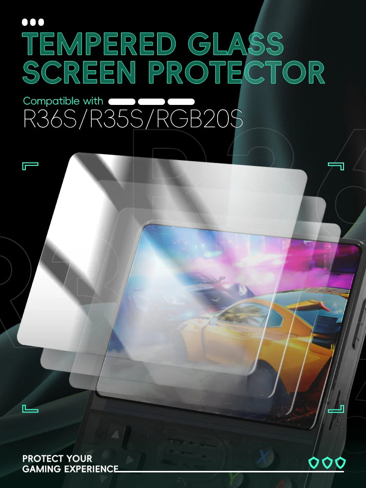 Data Frog 2/3/5/10/15pcs Tempered Glass Film For R36S 3.5 Inch Game Console Screen Protector Cover Film For R35S Game Handheld