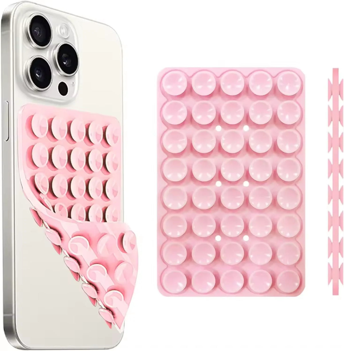 Silicone Suction Cup Phone Case Mount Double Sided Hands-Free Strong Grip Holder for Selfies and Videos for iPhone Android