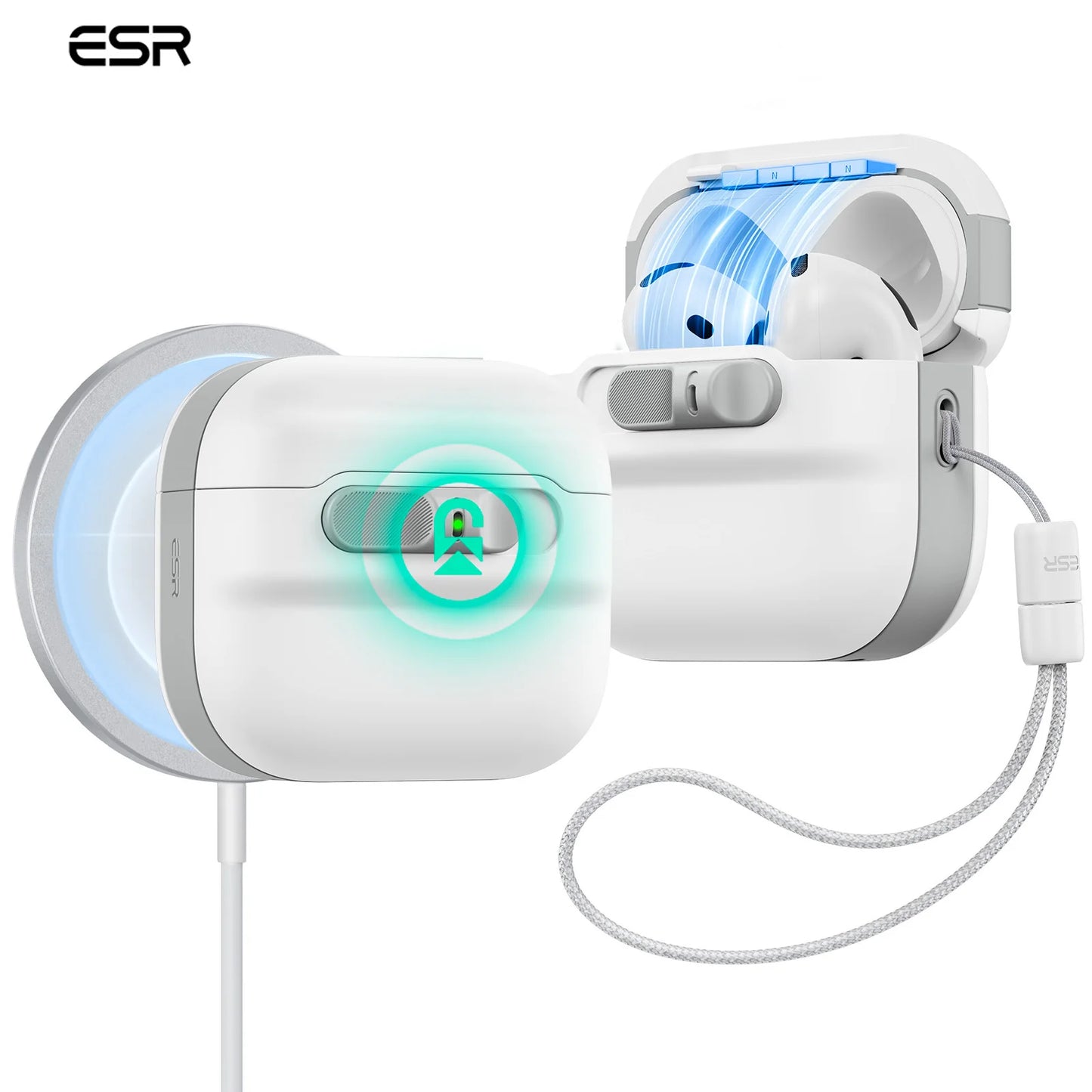 ESR for AirPods Pro/Pro 2/Pro 3 Case (2019-2025) Full Drop Protection Earphone Cover with Lanyard for AirPods 4 Generation Case