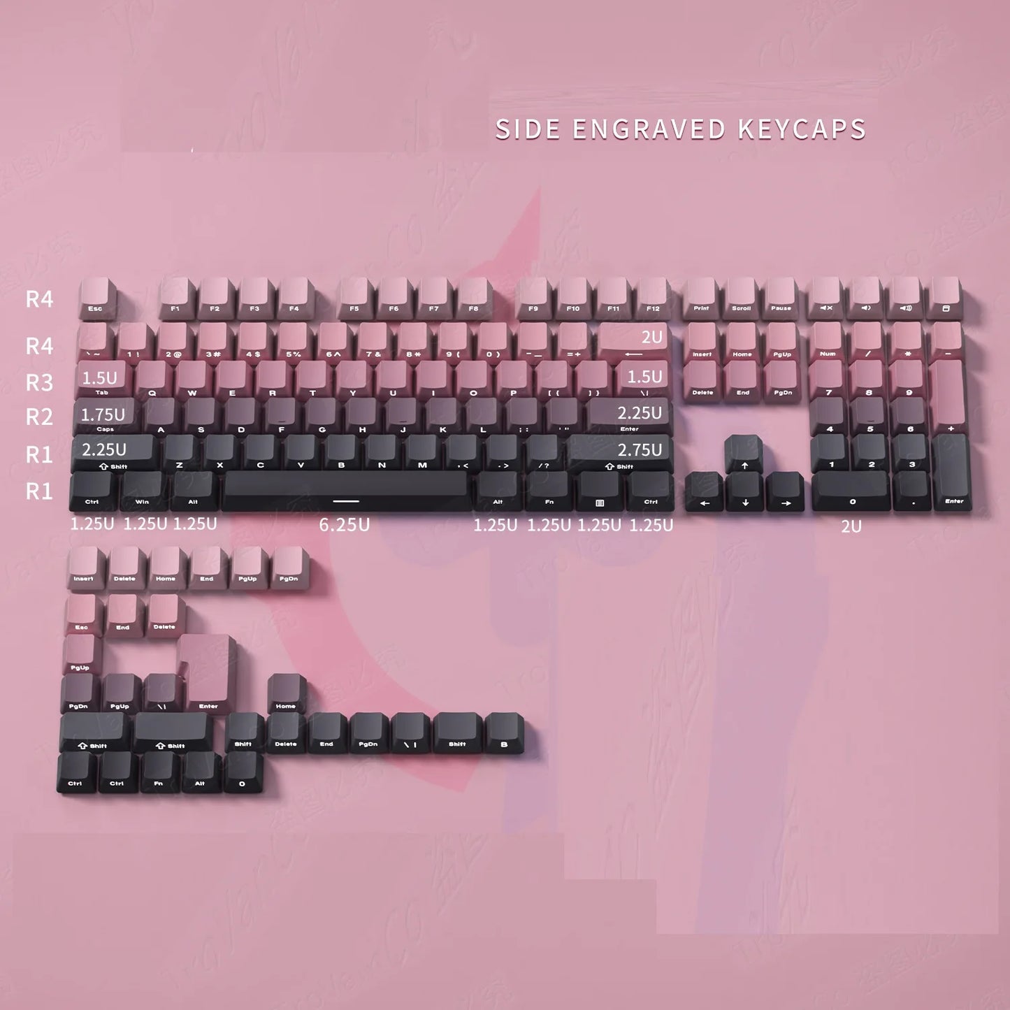 PBT Keycaps Side Print Keycap Set Double Shot Shine Through Custom Keycaps Cherry Profile For Mechanical Keyboard Keycap