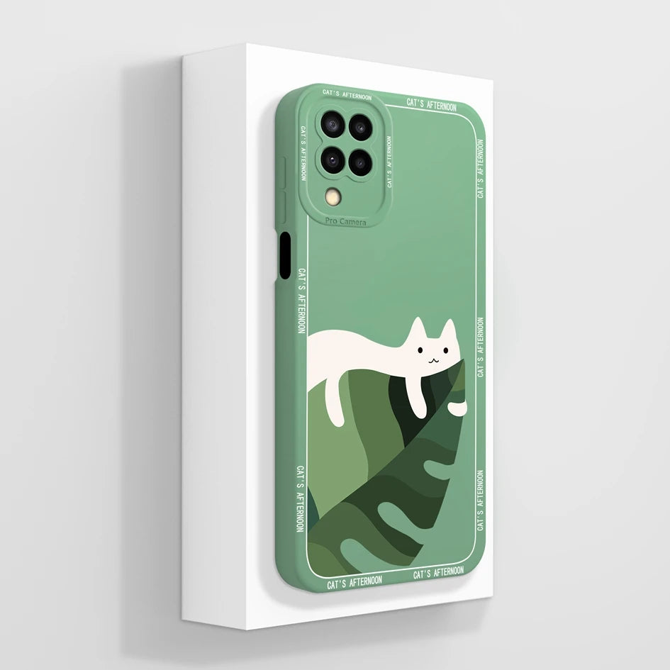 Cases For Samsung Galaxy A12 M12 F12 Back Cover Fashion Avocado Design Matte Liquid Silicone Soft Screen Protector Bumper Fundas