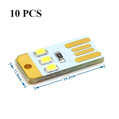 5/10PCS USB LED Reading Lamp DC 5V Night Light Card Lamp Keychain USB Reading Light Book Lights for Laptop PC Power Bank Light