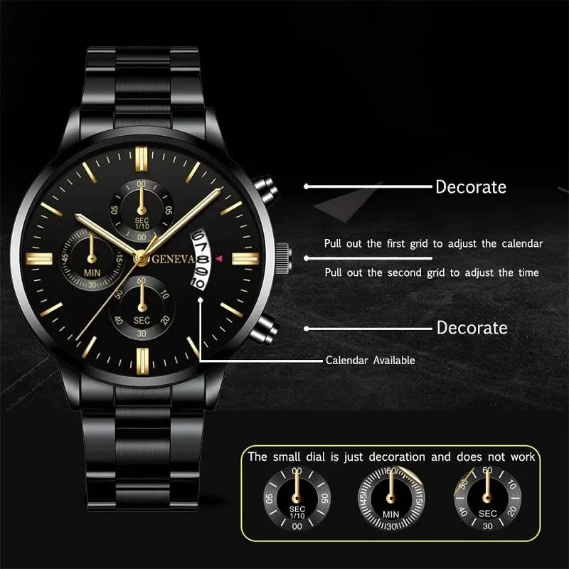 2025 Fashion Men Stainless Steel Watch Luxury Calendar Quartz Wrist Watch Mens Business Watches for Man Clock Montre Homme