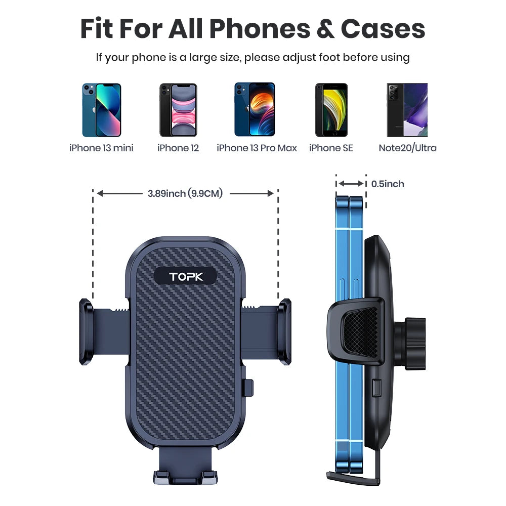 TOPK D42-G Car Phone Holder Mount, Upgraded Metal Hook Cell Phone Holder For Car Air Vent Compatible With All Phones