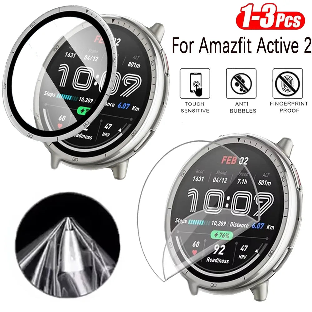 1-3Pcs For Amazfit Active 2 Watch Clear Slim Soft TPU Hydrogel Film For Amazfit Active 2 Screen Protector Curved Soft Edge