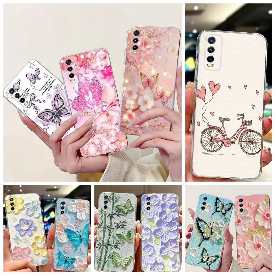 Soft Clear Siliocne Cover For Vivo V2027 V2028 V2029 Phone Case Vivo Y11s Y12s Y20 Y20s Y20i Y20G Cartoon Animals Flower Coque
