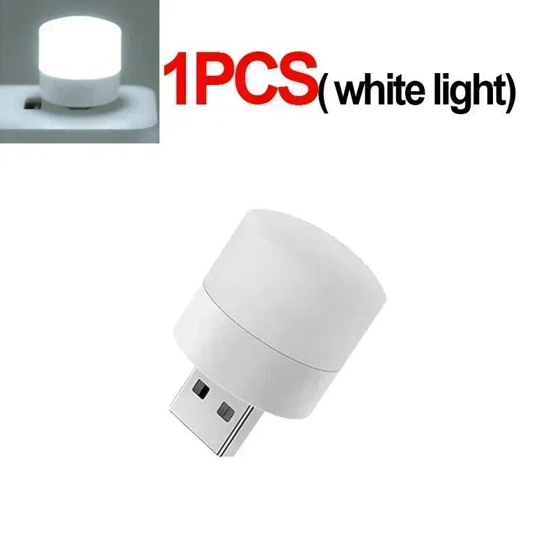 50-1PCS USB Night Light Mini LED Night Light USB Plug Lamp Power Bank Charging USB Book Lights Round Reading Eye Protection Lamp