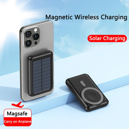 10000mAh Solar Power Bank Magnetic Wireless Charger Powerbank For iPhone 15 14 13 12 Pro Mini Portable External Battery Charger