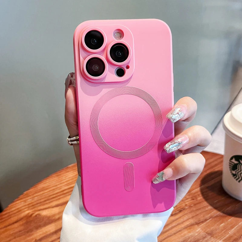 Luxury For Magsafe Gradient Silicone Multicolour Shockproof phone Case for iPhone 15 14 13 12 11 Pro Max Wireless Charging Cover
