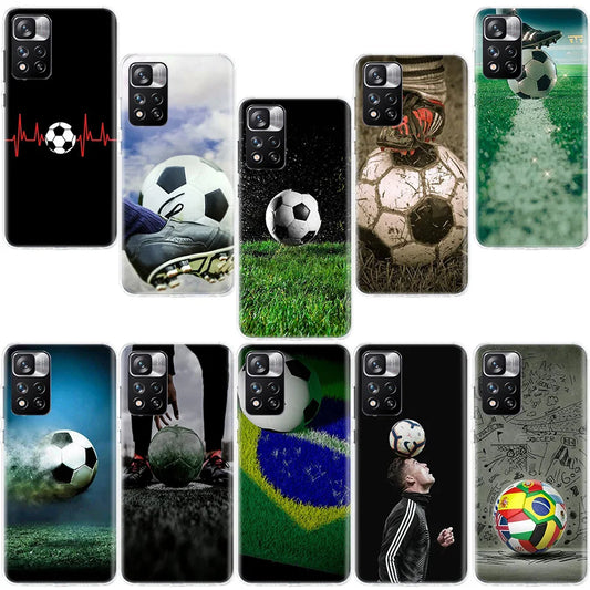 Football Soccer Ball Design Phone Case For Xiaomi Poco X4 F4 GT X3 NFC X5 X6 X7 Pro 5G M5 M5S M3 F5 Mi F6 F3 F2 F1 Cover Coque F