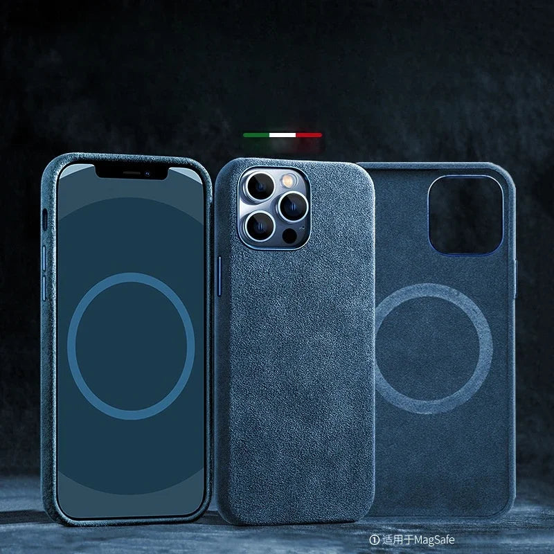 Luxury Leather Case for IPhone 16 Pro Max 14 15 Magnetic Wireless Charger Cover for IPhone 12 13 14 Pro Max Plus Shockproof Case