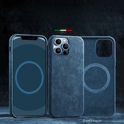 Luxury Leather Case for IPhone 16 Pro Max 14 15 Magnetic Wireless Charger Cover for IPhone 12 13 14 Pro Max Plus Shockproof Case
