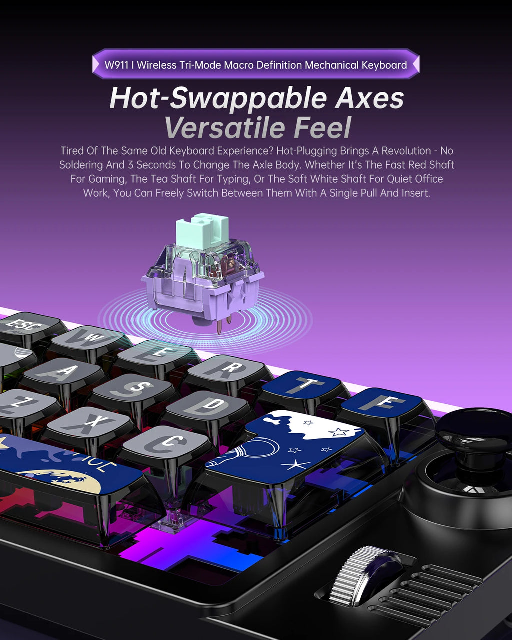 Three Mode 2.4G/BT5.0/USB-C Wired Bluetooth Mechanical Keyboard - 19 Key Programmable Macro Keypad RGB LED Backlit Hot Swappable