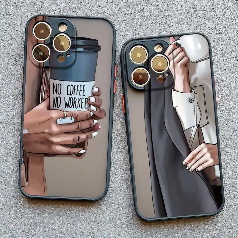 Girl Women Coffee Miss Phone Case For iphone 16 12 11 14 13 15 Pro Max X XS XR SE 2020 7 8 Plus Fashion Lady High Heel Covers