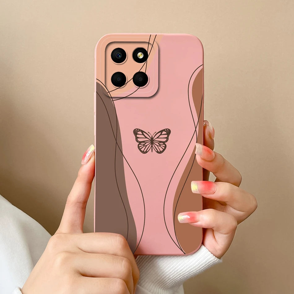 For Huawei Honor X6 X6S X6A Plus Phone Case Butterfly Heart Liquid Silicone Camera Protection Back Cover For Honor X 6 Funda