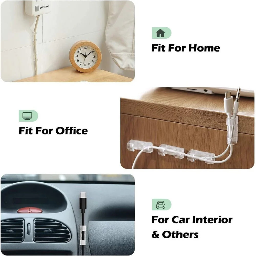 5/20/40/60Pcs Self-Adhesive Cable Organizer Clip Desk Tidy Management Clip Cable Protector For Mouse Headset Wire Storage Winder
