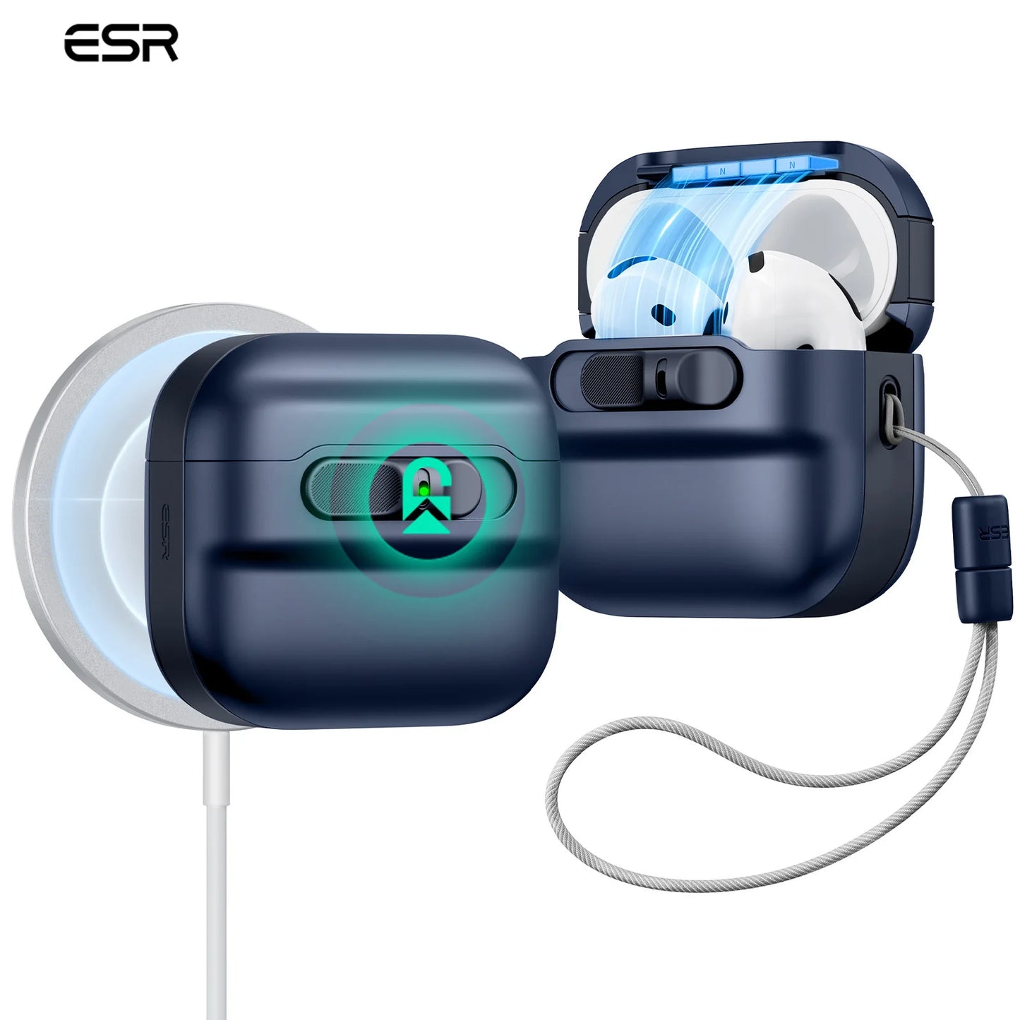 ESR for AirPods Pro/Pro 2/Pro 3 Case (2019-2025) Full Drop Protection Earphone Cover with Lanyard for AirPods 4 Generation Case