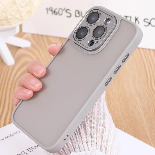 natural titanium Luxury phone case for iphone 15 14 13 12 11 pro max plus Camera protection  Matte Shockproof Bumper full Cover