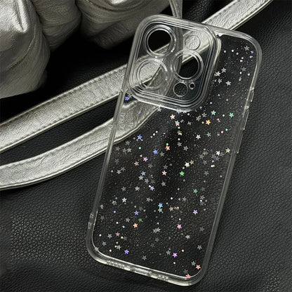 Luxury Clear Star Bling Glitter Phone Case For iPhone 17 16 15 14 13 12 11 Pro Max XR X XS 8Plus Sparkle Shockproof Bumper Cover