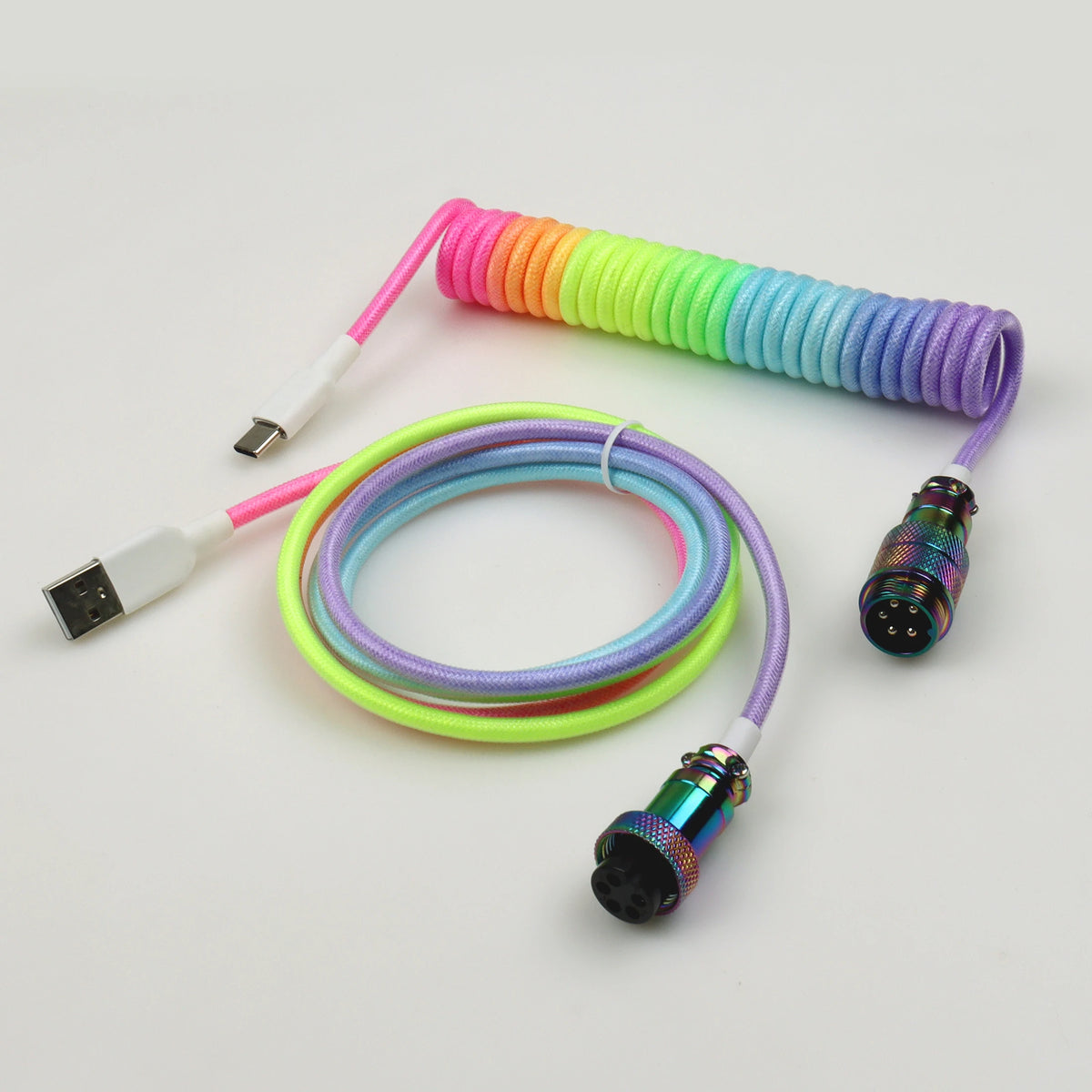 LANO Custom Paracord Coiled Mechanical Keyboard Type C Data Spring Cable GX16 Aviator Coil Spiral Usb C for Gaming Coiled Cable