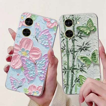 For Cover Xiaomi Redmi A5 4G / Poco C71 Phone Case Colorful Flower Butterfly Love Heart Lxuru Women Fashion Soft Clear Silicone