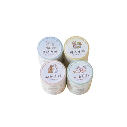 Mr.Paper，200cm/Roll， Cute cat cartoon illustration sticker tape, DIY collage scrapbook, diary, phone case decoration tape Gifts
