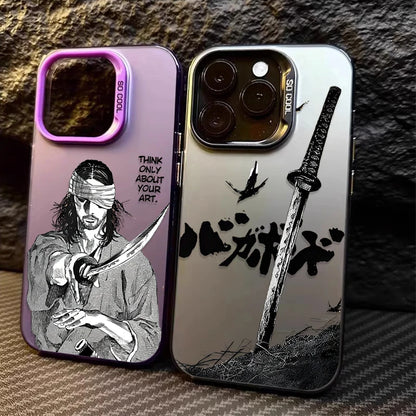 Case for iPhone SE4 16E 16 15 14 13 12 11 Pro Max XS X XR Plus 8 7 SE 2020 Japanese Comics Vagabond Samurai Plating Matte Cover