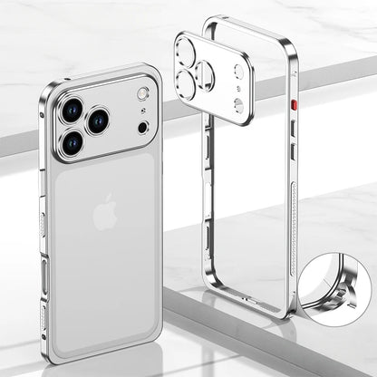 Luxury Metal Alloy Lens Protect Frame Phone Case For iPhone 17 Air 16 15 14 13 12 Pro Max Plus Silicone Lining Shockproof Bumper