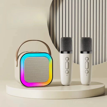 HOMEFISH K12 Karaoke Machine Portable 5.3 PA Speaker System with 1-2 Wireless Microphones Home Family Singing Children's Gifts