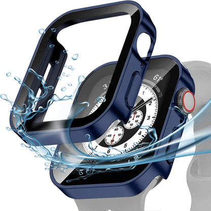 Tempered Glass Case for Apple Watch 45mm 41mm 44mm 40mm Screen Protector Cover Waterproof Hard Bumper iWatch Series 4 5 SE 6 7 8