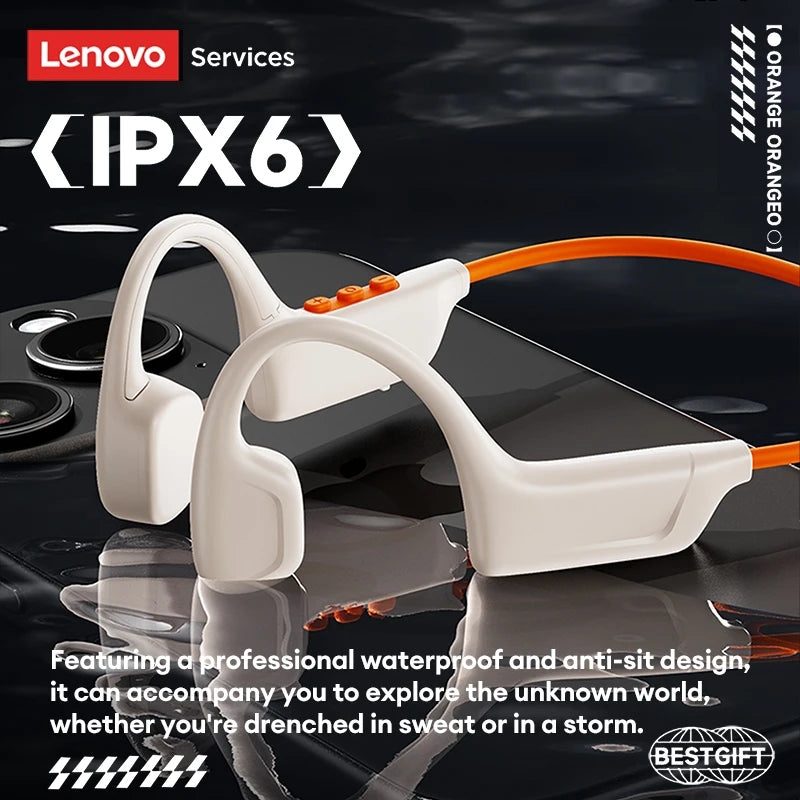 Original Lenovo S102 Bone Conduction Earphones Air Conduction Headphones V6.0 Wireless Sports HiFi Sound Swim Headset Waterproof