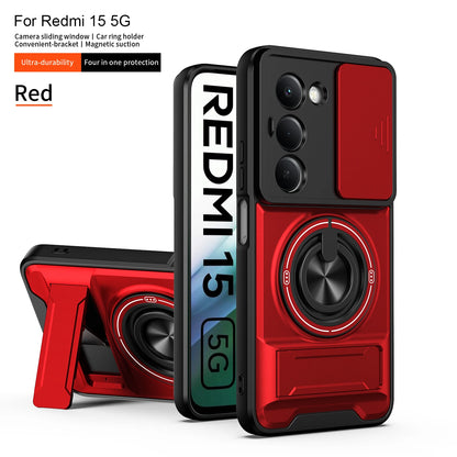 For Xiaomi Redmi 15 Case Redmi 15 4G 5G Cover Phone Case Magsafe Magnetic Fold Holder Military Armor Camera Protection Cover
