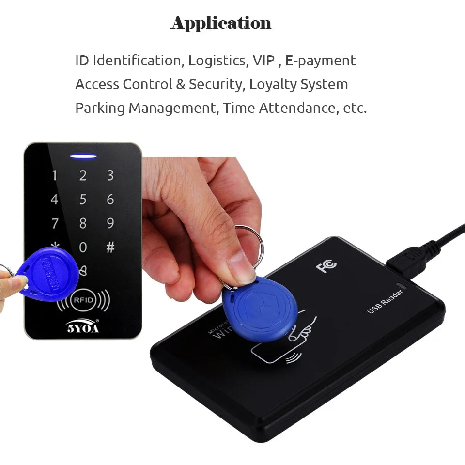 5YOA 10pcs 125KHz Read-Only RFID TK4100 EM4100 Proximity Keyfobs Smart Secure Door Entry Access Control ID Keychain Token Tag