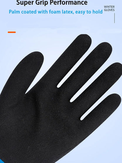 1Pair Winter Thermal Gloves Waterproof Work Safety Glove Anti-Slip Grip Rubber Garden Gloves For Worker Builder Hands Protection