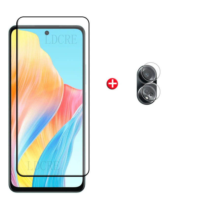 6-in-1 For OPPO A58 Glass For OPPO A58 Tempered Glass 9H Protective Full Cover Glue Screen Protector OPPO A 58 A58 4G Lens Glass