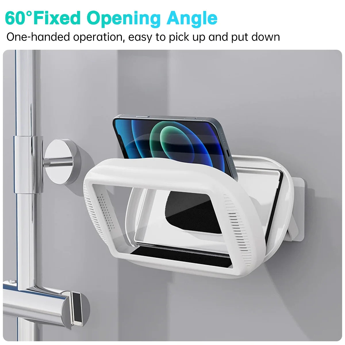Upgraded Shower Phone Holder Waterproof with Speaker Hole Screentouch Shower Phone Stand Case Mount for Bathroom Bathtub Kitchen