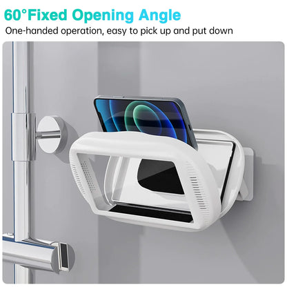 Upgraded Shower Phone Holder Waterproof with Speaker Hole Screentouch Shower Phone Stand Case Mount for Bathroom Bathtub Kitchen