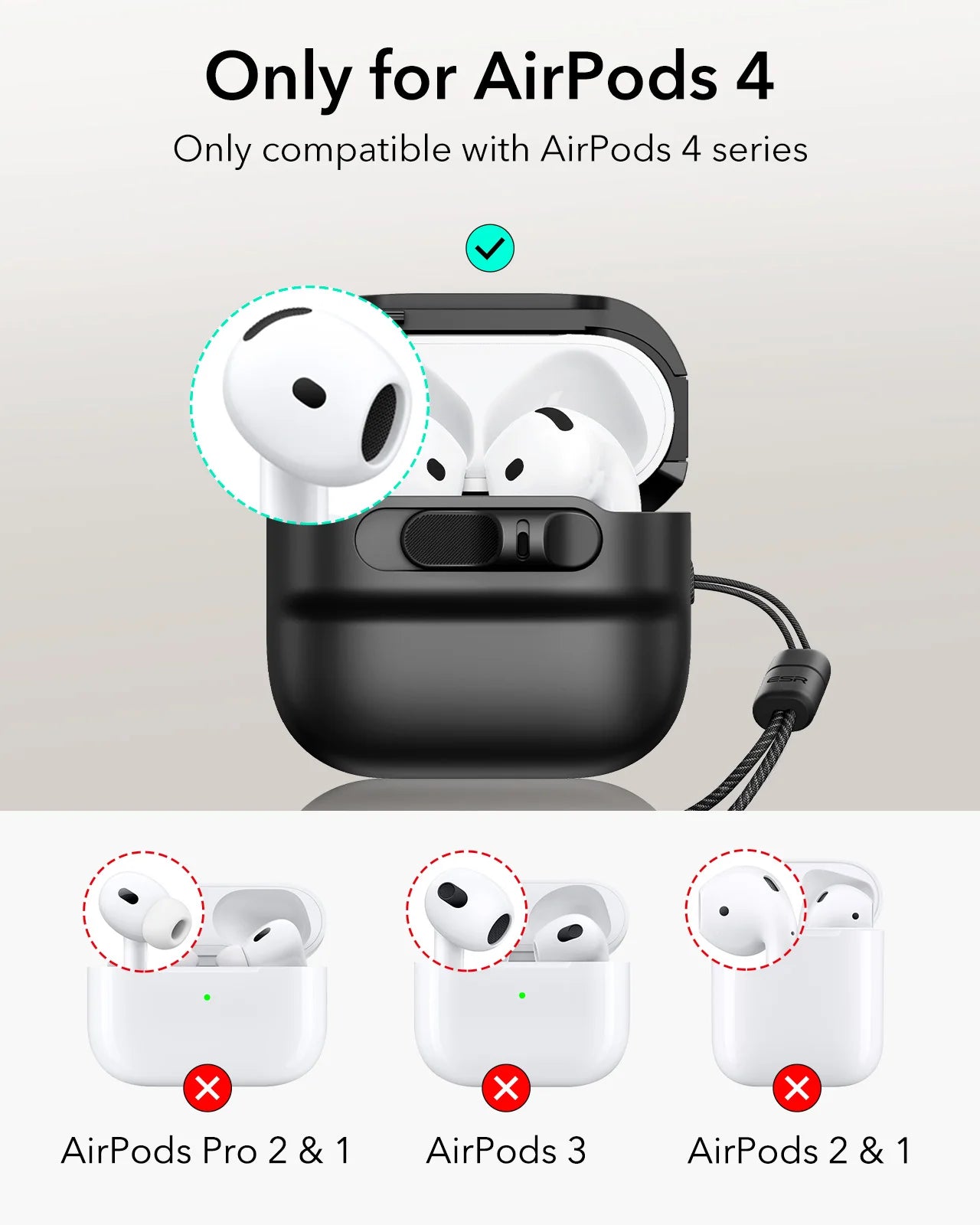 ESR for AirPods Pro/Pro 2/Pro 3 Case (2019-2025) Full Drop Protection Earphone Cover with Lanyard for AirPods 4 Generation Case